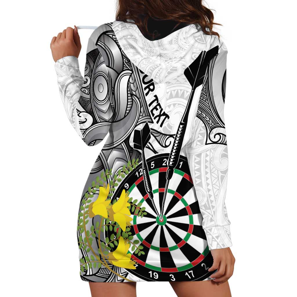 Personalised New Zealand Darts Hoodie Dress Kowhai Floral with Maori Tattoo
