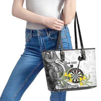 Personalised New Zealand Darts Leather Tote Bag Kowhai Floral with Maori Tattoo LT9 - Polynesian Pride