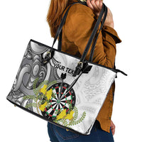 Personalised New Zealand Darts Leather Tote Bag Kowhai Floral with Maori Tattoo LT9 - Polynesian Pride