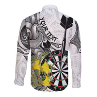 Personalised New Zealand Darts Long Sleeve Button Shirt Kowhai Floral with Maori Tattoo LT9 - Polynesian Pride