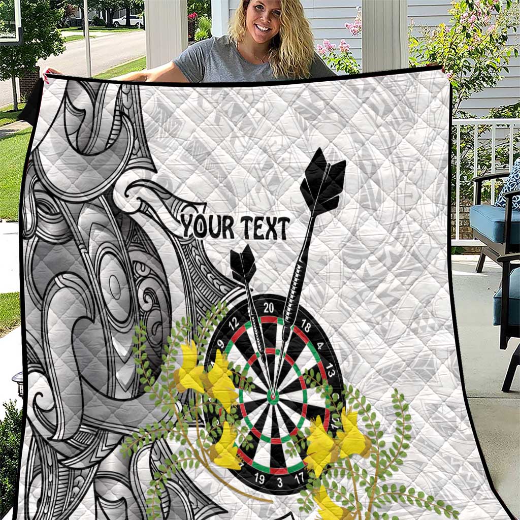Personalised New Zealand Darts Quilt Kowhai Floral with Maori Tattoo LT9 Black - Polynesian Pride