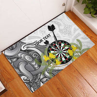 Personalised New Zealand Darts Rubber Doormat Kowhai Floral with Maori Tattoo LT9 - Polynesian Pride