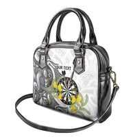 Personalised New Zealand Darts Shoulder Handbag Kowhai Floral with Maori Tattoo