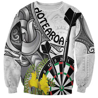 Personalised New Zealand Darts Sweatshirt Kowhai Floral with Maori Tattoo LT9 Unisex Black - Polynesian Pride