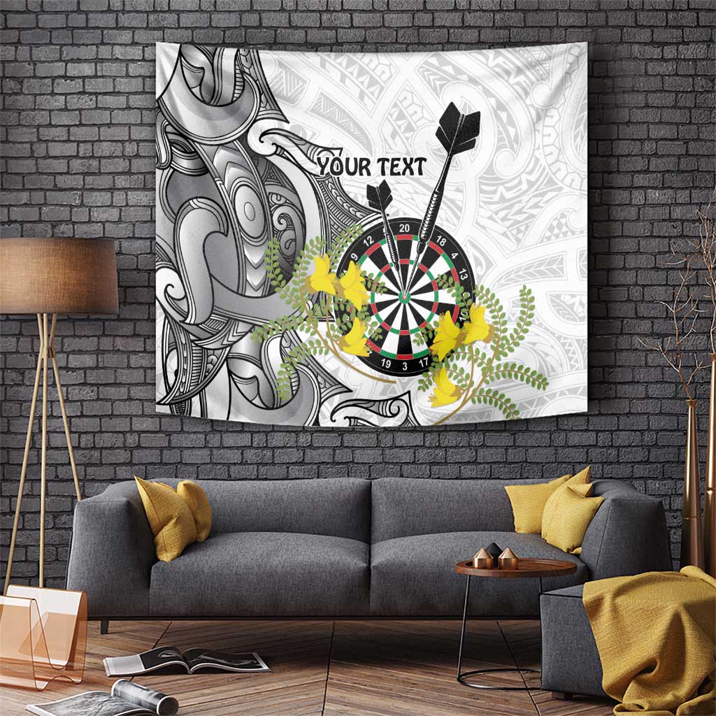 Personalised New Zealand Darts Tapestry Kowhai Floral with Maori Tattoo