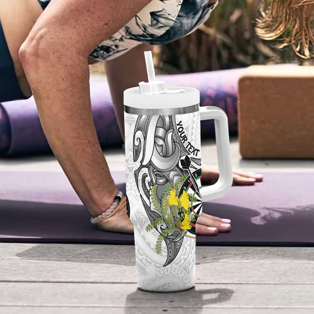 Personalised New Zealand Darts Tumbler With Handle Kowhai Floral with Maori Tattoo LT9 - Polynesian Pride