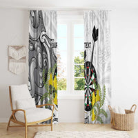 Personalised New Zealand Darts Window Curtain Kowhai Floral with Maori Tattoo