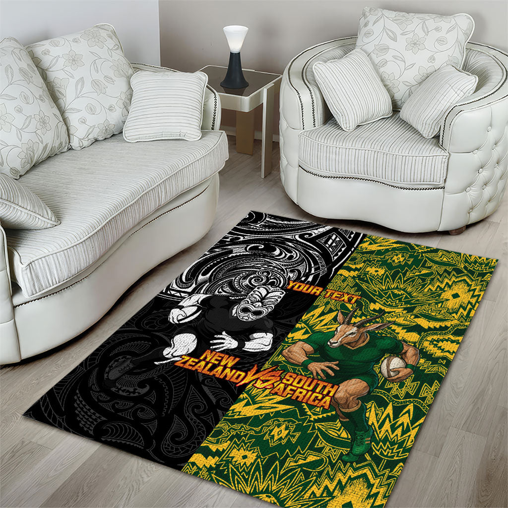 Custom New Zealand vs South Africa Area Rug Rugby Rivalry Two Nations One Battle