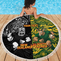 Custom New Zealand vs South Africa Beach Blanket Rugby Rivalry Two Nations One Battle