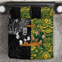 Custom New Zealand vs South Africa Bedding Set Rugby Rivalry Two Nations One Battle