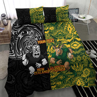 Custom New Zealand vs South Africa Bedding Set Rugby Rivalry Two Nations One Battle
