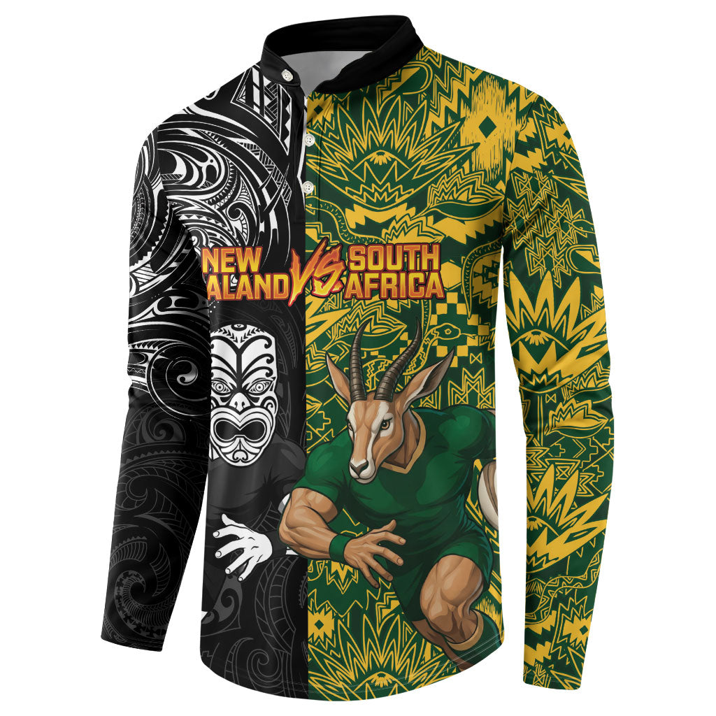 Custom New Zealand vs South Africa Button Sweatshirt Rugby Rivalry Two Nations One Battle