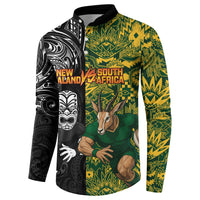 Custom New Zealand vs South Africa Button Sweatshirt Rugby Rivalry Two Nations One Battle