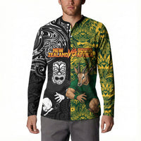 Custom New Zealand vs South Africa Button Sweatshirt Rugby Rivalry Two Nations One Battle