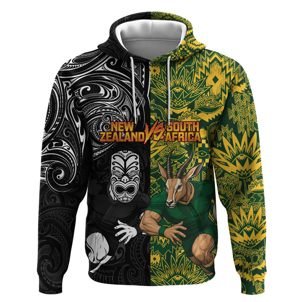 Custom New Zealand vs South Africa Hoodie Rugby Rivalry Two Nations One Battle