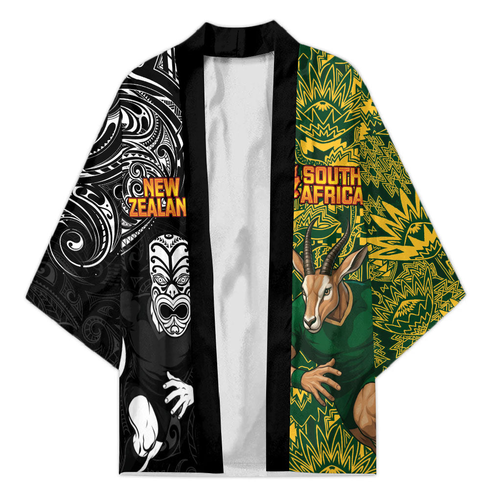 Custom New Zealand vs South Africa Kimono Rugby Rivalry Two Nations One Battle LT9 Unisex Multicolor - Polynesian Pride