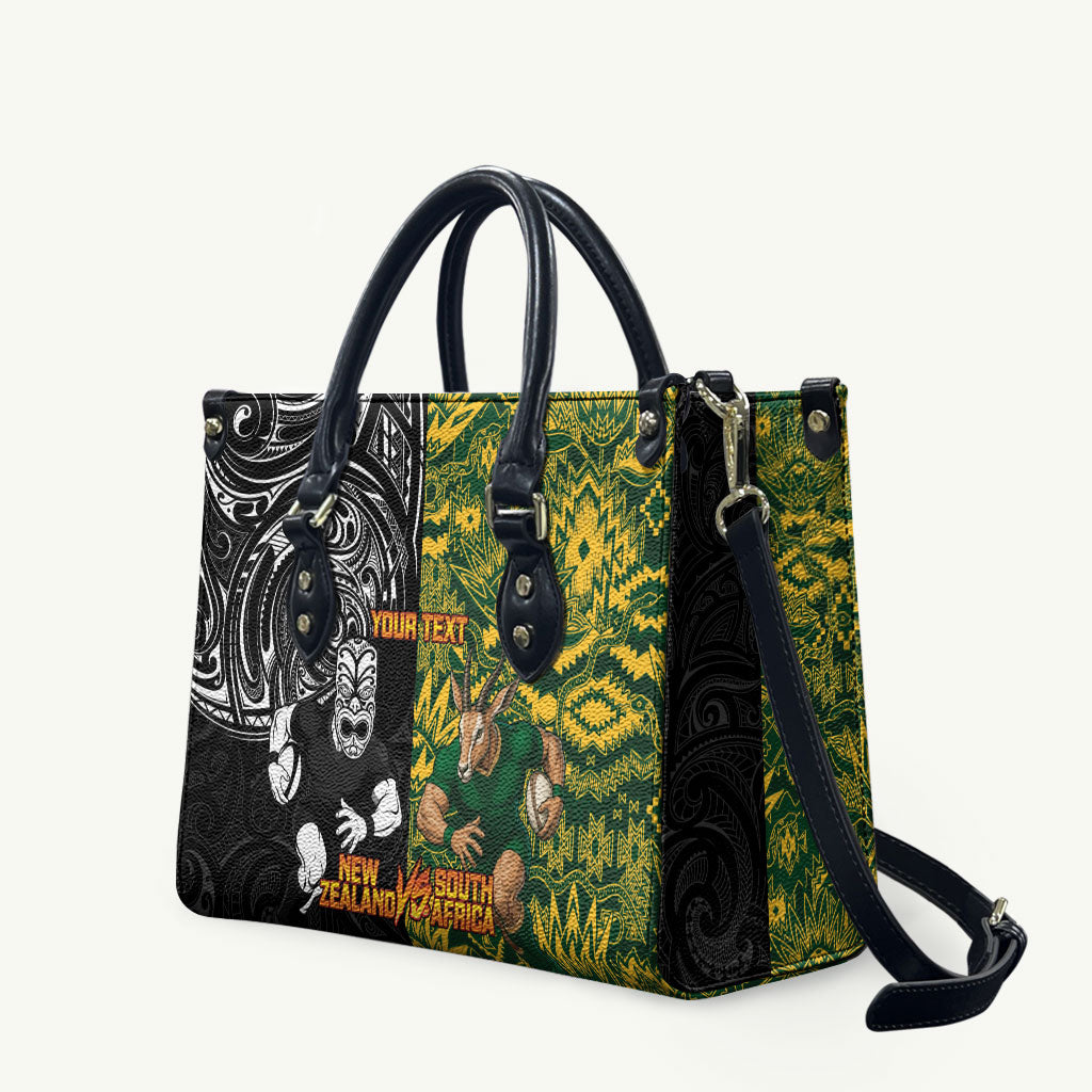 Custom New Zealand vs South Africa Leather Bag Rugby Rivalry Two Nations One Battle