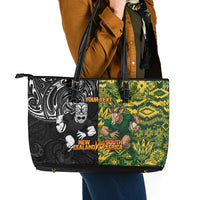 Custom New Zealand vs South Africa Leather Tote Bag Rugby Rivalry Two Nations One Battle