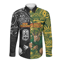 Custom New Zealand vs South Africa Long Sleeve Button Shirt Rugby Rivalry Two Nations One Battle