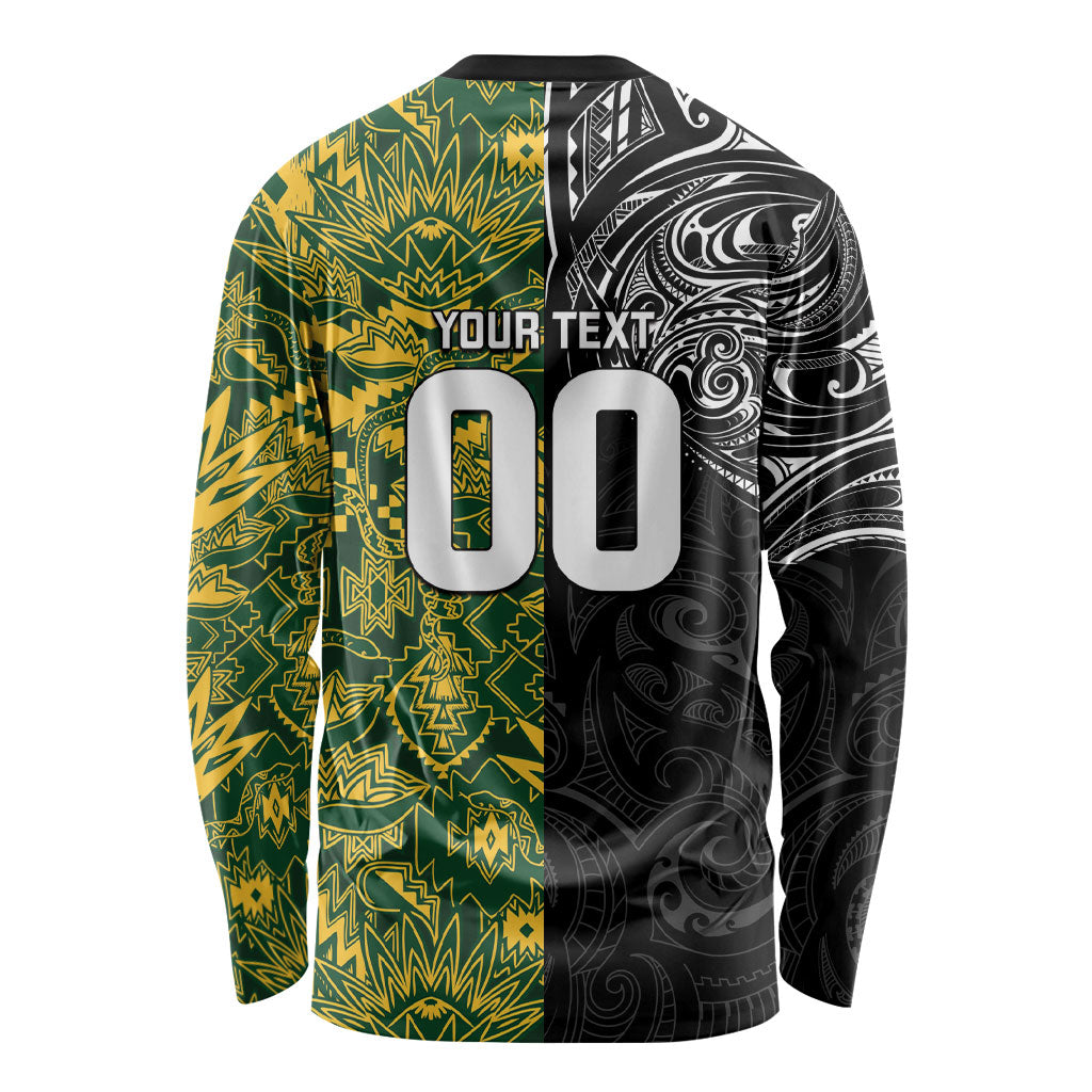 Custom New Zealand vs South Africa Long Sleeve Shirt Rugby Rivalry Two Nations One Battle
