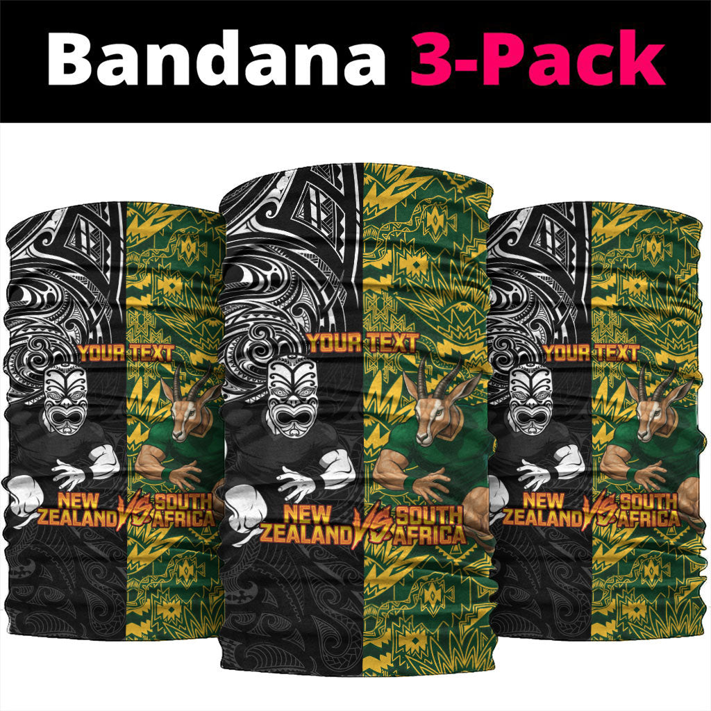Custom New Zealand vs South Africa Neck Gaiter Rugby Rivalry Two Nations One Battle LT9 package One Size: 25*50cm Multicolor - Polynesian Pride