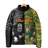 Custom New Zealand vs South Africa Padded Jacket Rugby Rivalry Two Nations One Battle
