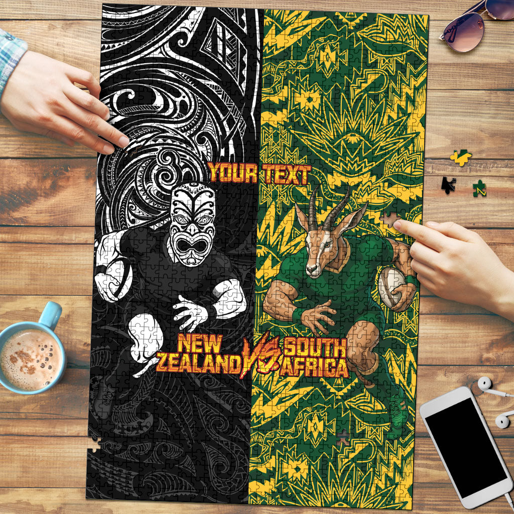 Custom New Zealand vs South Africa Puzzle Rugby Rivalry Two Nations One Battle
