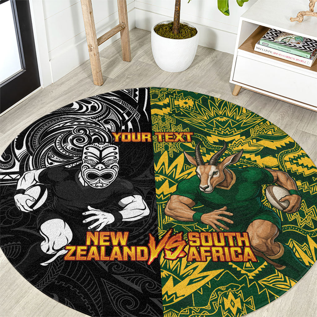 Custom New Zealand vs South Africa Round Carpet Rugby Rivalry Two Nations One Battle