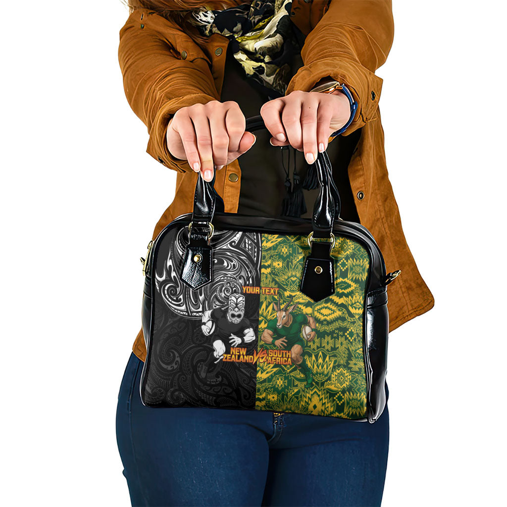 Custom New Zealand vs South Africa Shoulder Handbag Rugby Rivalry Two Nations One Battle