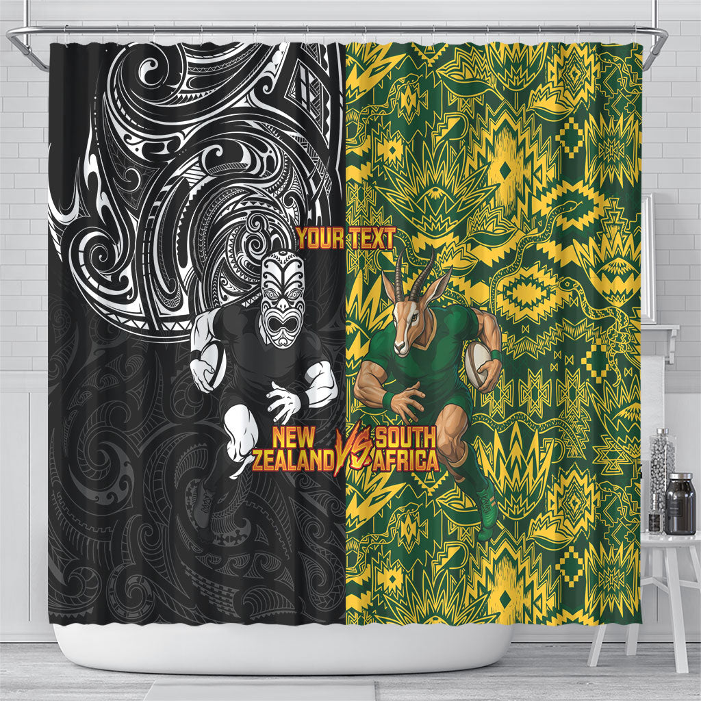 Custom New Zealand vs South Africa Shower Curtain Rugby Rivalry Two Nations One Battle