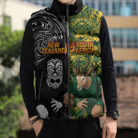Custom New Zealand vs South Africa Sleeveless Puffer Jacket Rugby Rivalry Two Nations One Battle