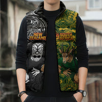 Custom New Zealand vs South Africa Sleeveless Puffer Jacket Rugby Rivalry Two Nations One Battle