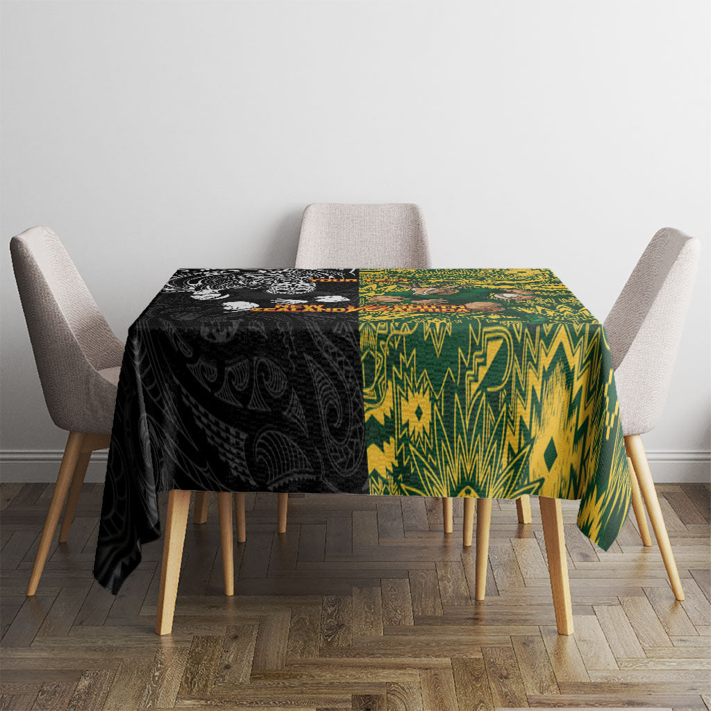 Custom New Zealand vs South Africa Tablecloth Rugby Rivalry Two Nations One Battle