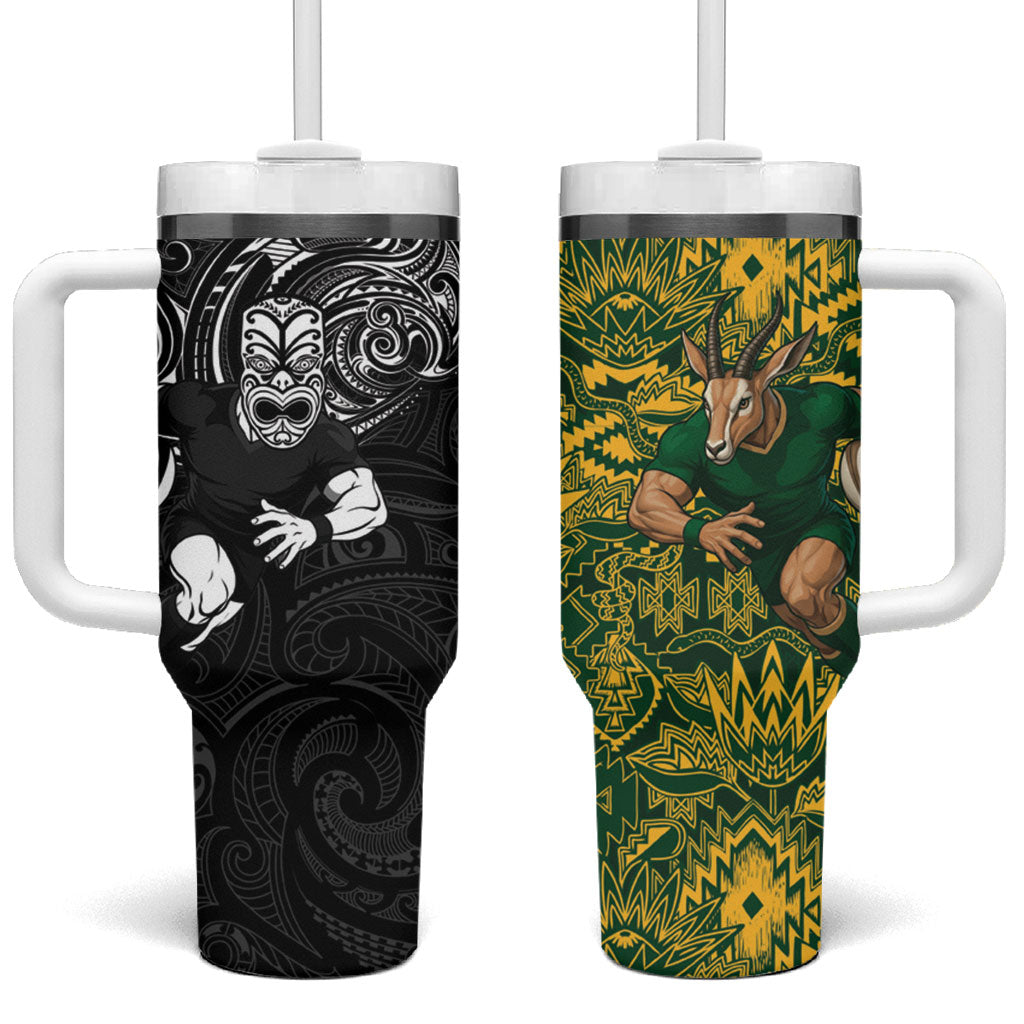 New Zealand vs South Africa Tumbler With Handle Rugby Rivalry Two Nations One Battle