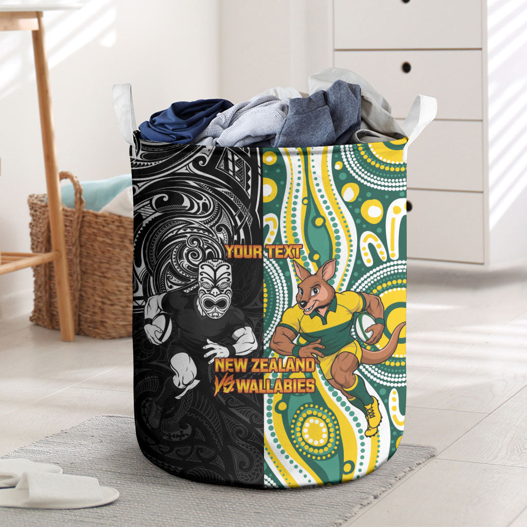 Custom Australia vs New Zealand Laundry Basket Rugby Rivalry Two Nations One Battle LT9 Multicolor - Polynesian Pride