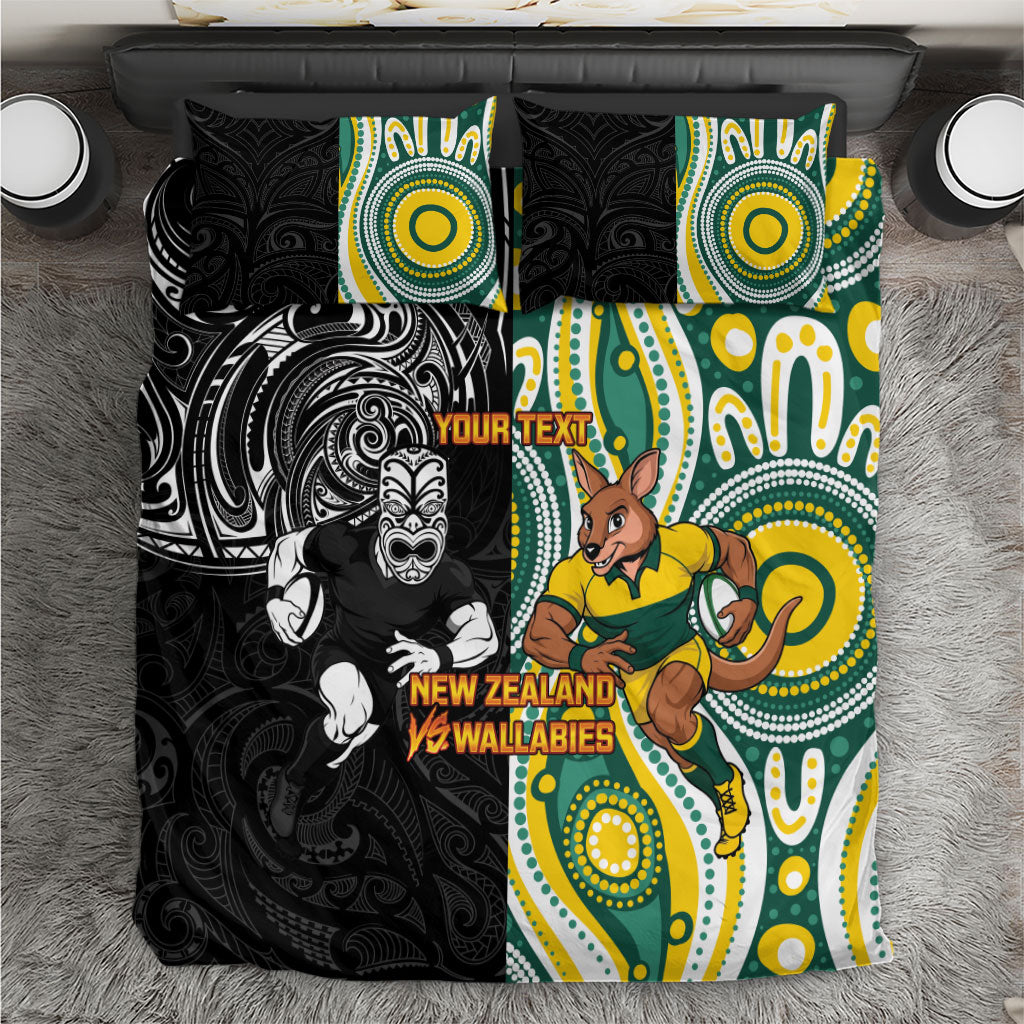 Custom Australia vs New Zealand Bedding Set Rugby Rivalry Two Nations One Battle