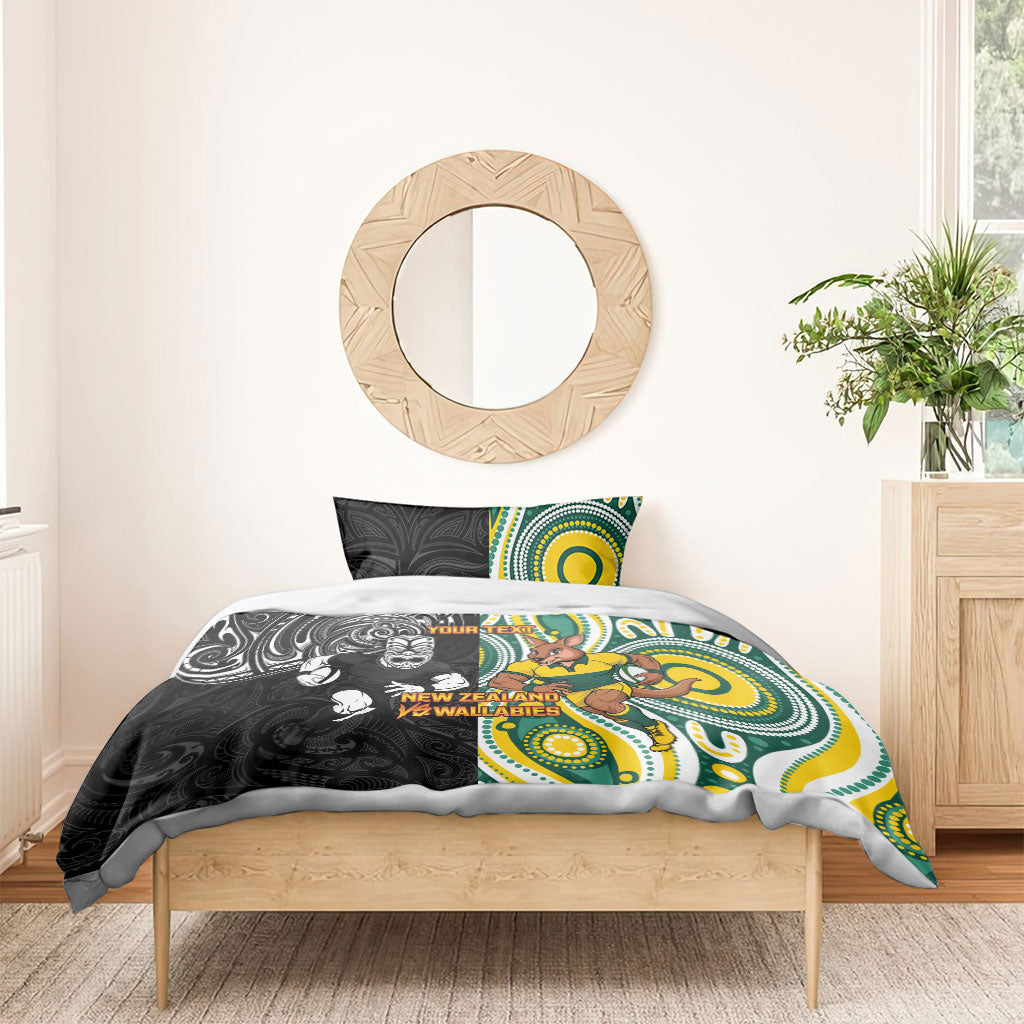 Custom Australia vs New Zealand Bedding Set Rugby Rivalry Two Nations One Battle