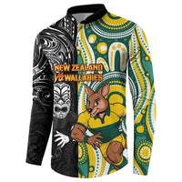 Custom Australia vs New Zealand Button Sweatshirt Rugby Rivalry Two Nations One Battle