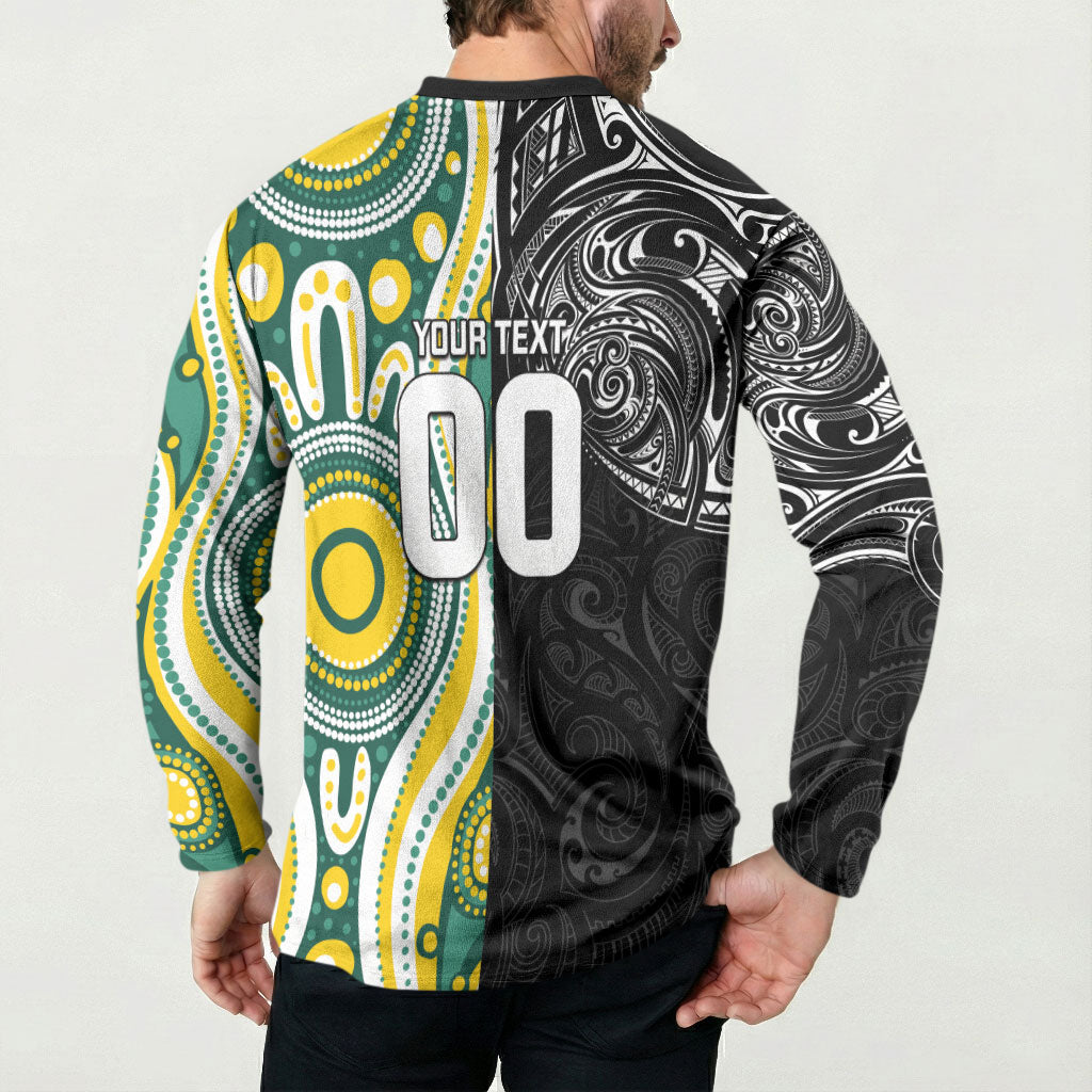 Custom Australia vs New Zealand Button Sweatshirt Rugby Rivalry Two Nations One Battle