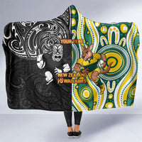 Custom Australia vs New Zealand Hooded Blanket Rugby Rivalry Two Nations One Battle