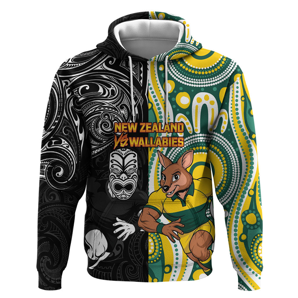 Custom Australia vs New Zealand Hoodie Rugby Rivalry Two Nations One Battle