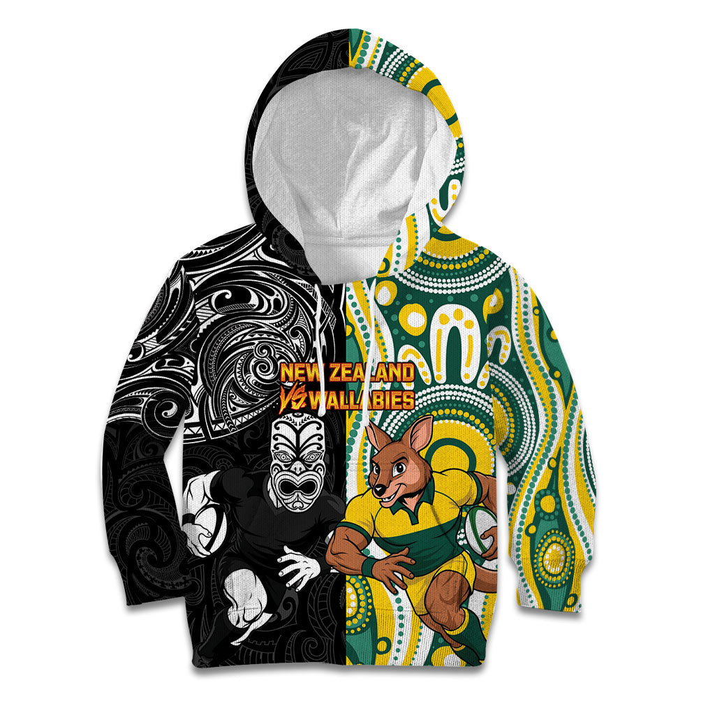 Custom Australia vs New Zealand Kid Hoodie Rugby Rivalry Two Nations One Battle