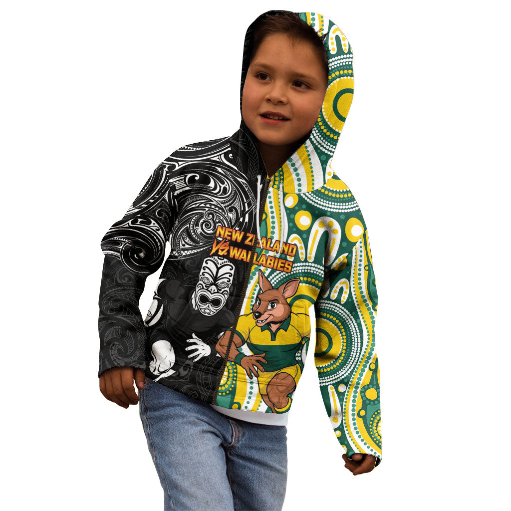 Custom Australia vs New Zealand Kid Hoodie Rugby Rivalry Two Nations One Battle