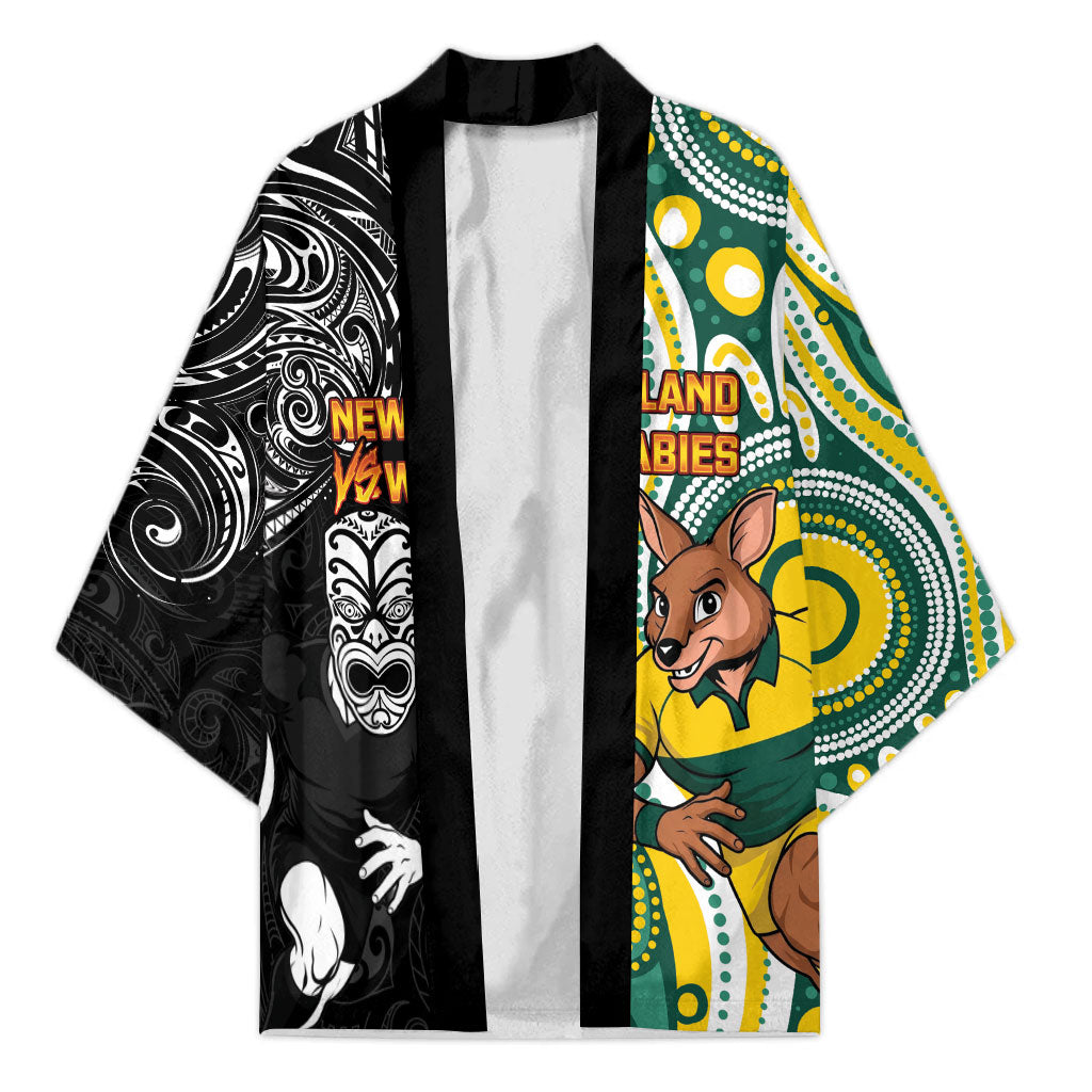 Custom Australia vs New Zealand Kimono Rugby Rivalry Two Nations One Battle LT9 Unisex Multicolor - Polynesian Pride