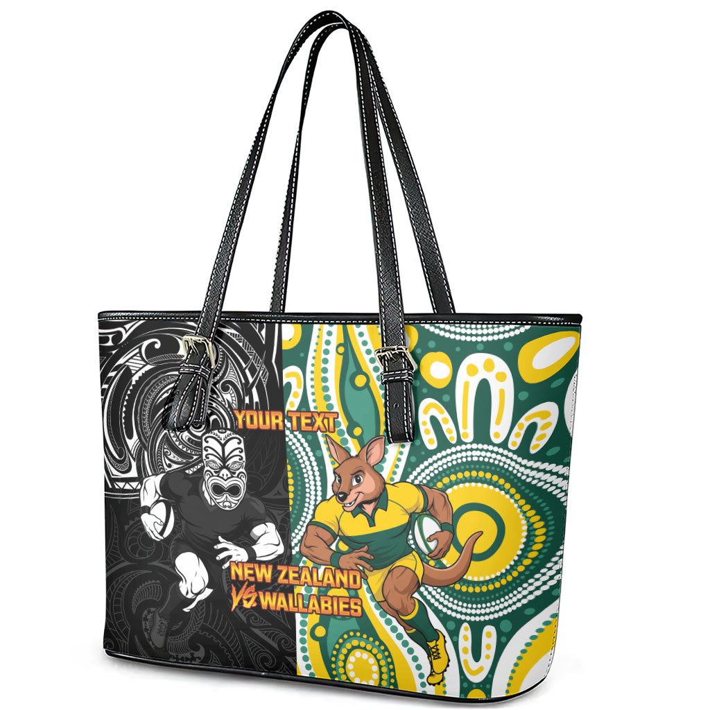 Custom Australia vs New Zealand Leather Tote Bag Rugby Rivalry Two Nations One Battle