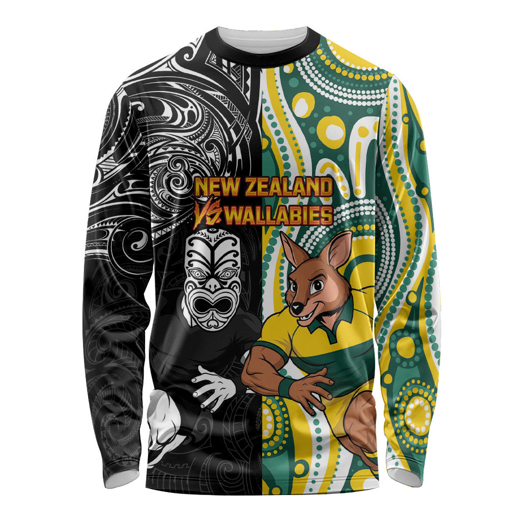 Custom Australia vs New Zealand Long Sleeve Shirt Rugby Rivalry Two Nations One Battle