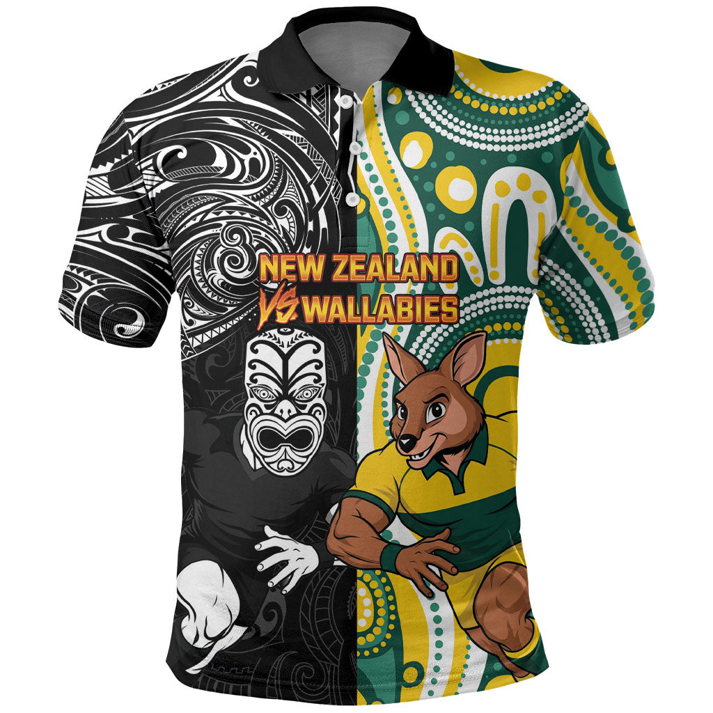 Custom Australia vs New Zealand Polo Shirt Rugby Rivalry Two Nations One Battle