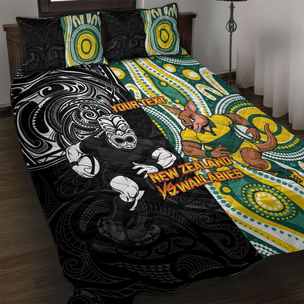 Custom Australia vs New Zealand Quilt Bed Set Rugby Rivalry Two Nations One Battle