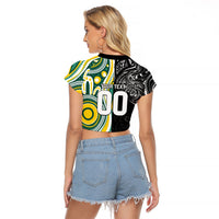 Custom Australia vs New Zealand Raglan Cropped T Shirt Rugby Rivalry Two Nations One Battle