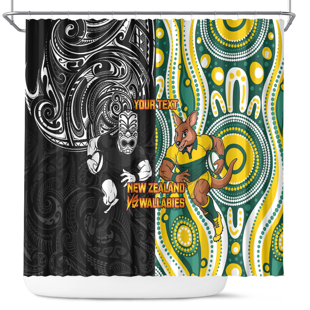 Custom Australia vs New Zealand Shower Curtain Rugby Rivalry Two Nations One Battle